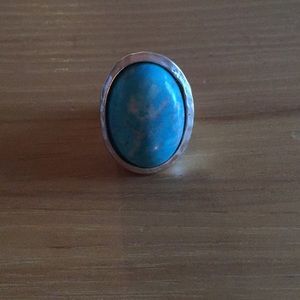 Turquoise & silver tone ring